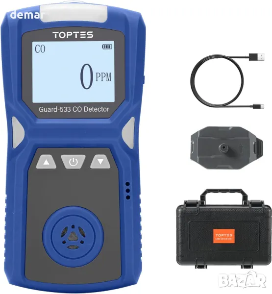 Преносим детектор за въглероден окис TopTes Guard-533, визуални, звукови и вибрационни аларми, снимка 1