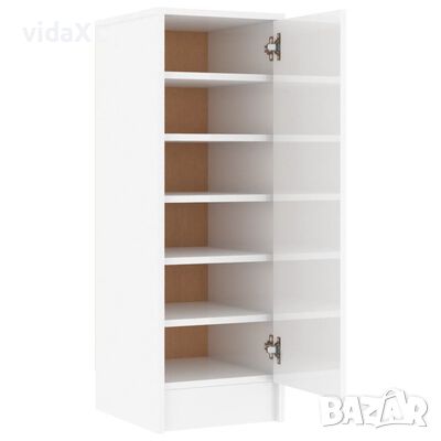 vidaXL Шкаф за обувки, бял гланц, 32x35x92 см, ПДЧ(SKU:808978, снимка 1