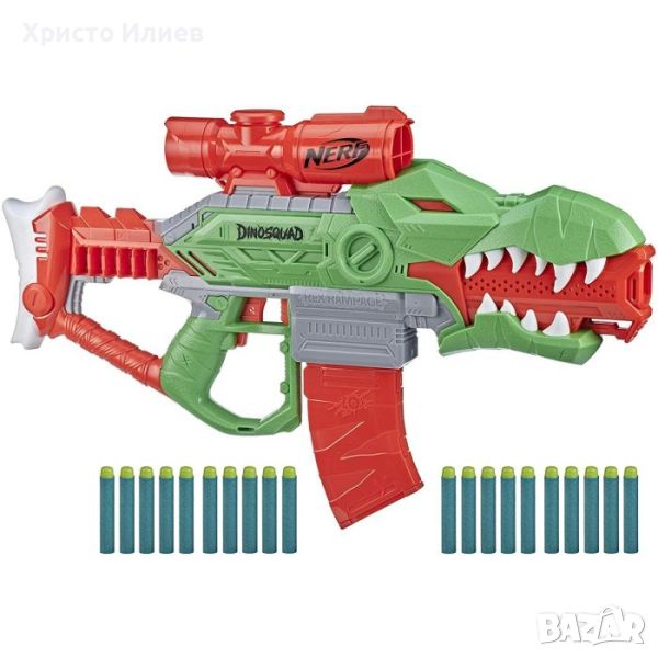 NERF DINOSQUAD Моторизиран бластер REX-RAMPAGE с 20 стрели, снимка 1