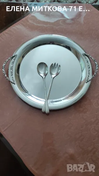 Двоен сет английски посребрени прибори за сервиране с маркировка, снимка 1