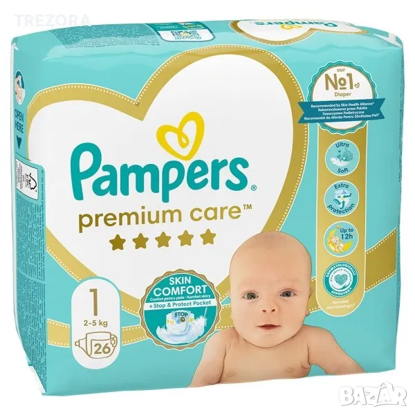 Pampers Premium Care 1- 156 бр., снимка 1