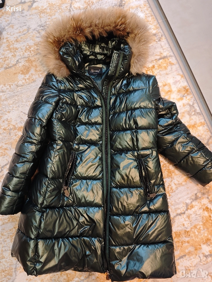 Дамско яке с естествен пух на качулката , снимка 1