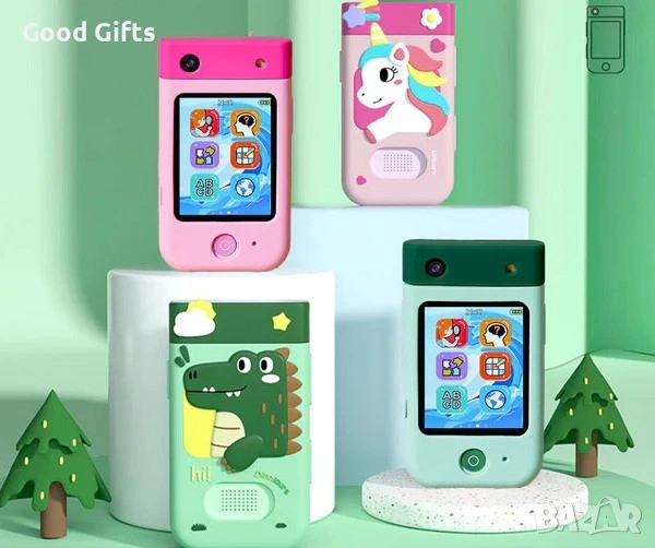 Образователен детски телефон с игри и 180° камера – Smart Phone за деца с музика, обучение и TF карт, снимка 1