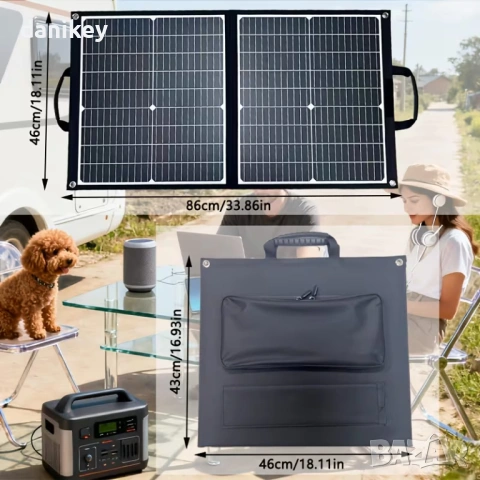 Мощен Сгъваем Соларен Панел 120W (Peak) – Монокристален | USB-C, XT60, DC за Къмпинг, снимка 2 - Къмпинг осветление - 53750304