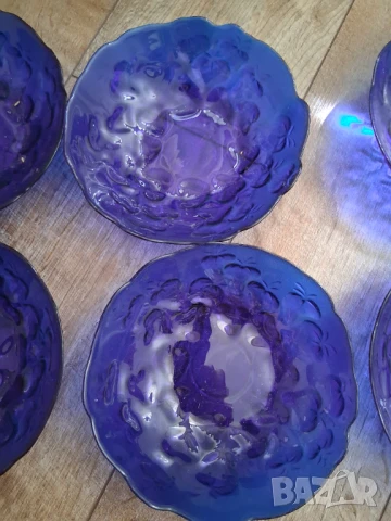 Синьо стъкло 6 бр. купучки/ на ягоди/, снимка 8 - Сервизи - 51236195