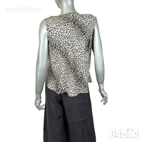 Дамски топ без ръкави Marina Rinaldi Draped Neck Leopard Print Silk Top, снимка 5 - Корсети, бюстиета, топове - 46292536