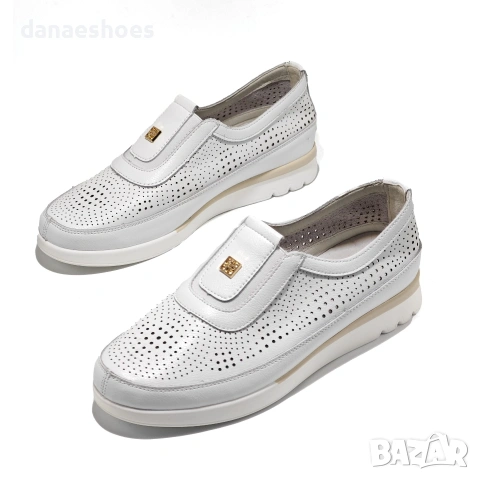 Дамски обувки без връзки от естествена кожа с перфорация , снимка 6 - Дамски ежедневни обувки - 53925963