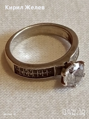 Елегантен сребърен пръстен с ювелирно инкрустирани цирконий ръчна изработка 34513, снимка 8 - Пръстени - 52719254