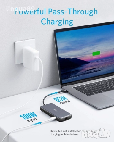 Anker PowerExpand 8-in-1 USB-C PD Ethernet хъб, снимка 7 - Мрежови адаптери - 51628449