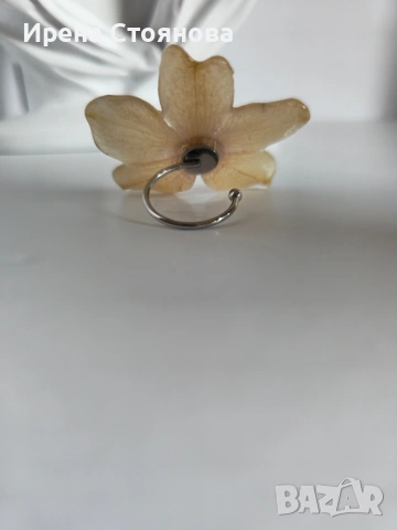Регулируем пръстен с естествен цвят на орхидея , снимка 11 - Пръстени - 53738081