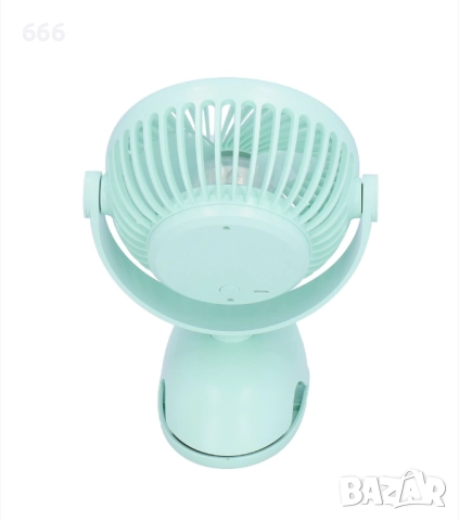 USB вентилатор, мини щипка, мощен, 3-лопатков, акумулаторен, 4-скоростен, настолен охлаждащ вентилат, снимка 4 - Друга електроника - 52896074