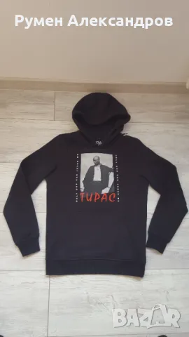 Мъжки черен ватиран суитшърт с качулка  TUPAC размер S