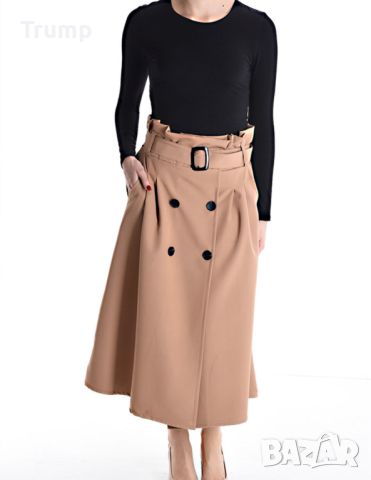 Елегантна пола, цвят кафяв, номер стандарт 