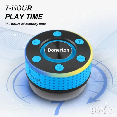 Водоустойчива безжичена колонка Donerton, IPX-7, радио, вграден микрофон, свободни ръце, син, снимка 5 - Слушалки и портативни колонки - 50552244