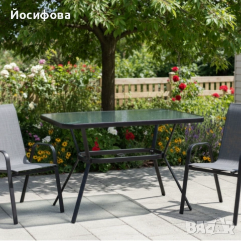 Елегантна правоъгълна маса със стъклен плот – модерен дизайн