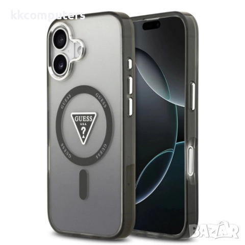 Оригинален кейс Guess IML Gradient Triangle Logo, За iPhone 17 (6.3), Черен и Протектор