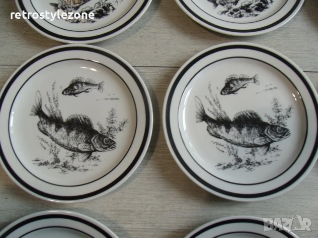 № 8071 комплект 9 броя стари порцеланови чинии - COLDITZ  - илистрюцация - риби - печат / маркировка, снимка 3 - Други ценни предмети - 50477989