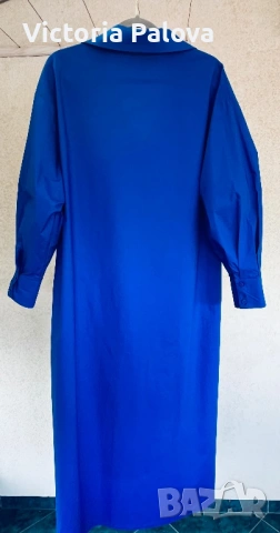 Ефектна италианска рокля - риза  LUMINA, кралско синьо, 100% памук, снимка 9 - Рокли - 54164733