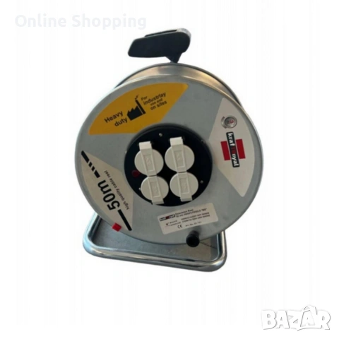 Електрически удължител с макара KraftRoyal 50m , снимка 7 - Разклонители и удължители - 53375624