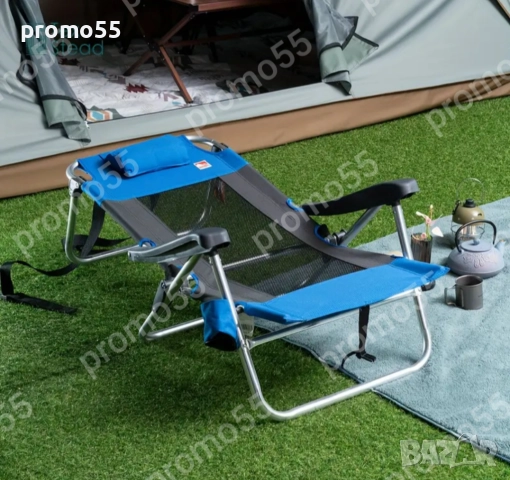 Сгъваем Ултралек Стол с 5 Позиции Тип Раница за Плаж, Къмпинг, Риболов, снимка 4 - Къмпинг мебели - 51652035