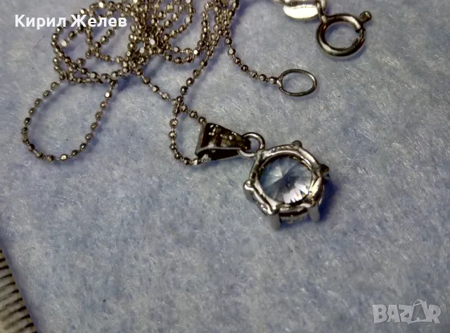 СТИЛНО НЕЖНО СРЕБЪРНО КОЛИЕ със СРЕБЪРЕН ПЕНДАНТ с ПРЕЛЕСТЕН ФИАНИТ СРЕБРО 925 с БЯЛА ПОЗЛАТА 40206, снимка 7 - Колиета, медальони, синджири - 50417289