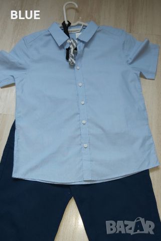  Детска риза с къс ръкав и папийонка 9-10 г. Нова!