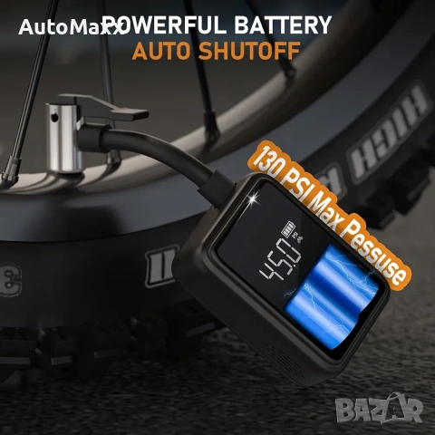 Tiiletzote преносим въздушен компресор за велосипед,мини помпа за гуми 130 PSI с манометър , снимка 7 - Велосипеди - 53539155