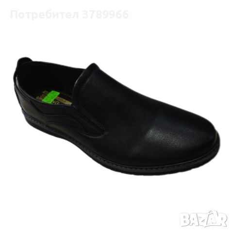 ГИГАНТ Официални мъжки кожени обувки без връзки, голям размер, снимка 1 - Якета - 45745568