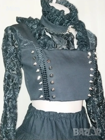 М Готически черен корсет с шипове и пола , снимка 7 - Корсети, бюстиета, топове - 51002317
