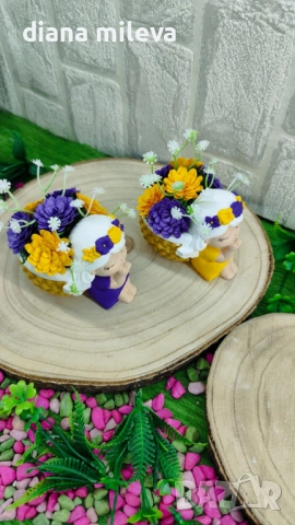 Ангелчета в жълто и лилаво!, снимка 13 - Декорация за дома - 52508713