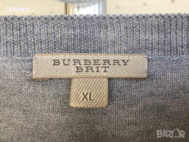 ХЛ / ХХЛ Burberry Brit Мъжка Оригинална Жилетка 100% Памук Бърбъри Брит Сива , снимка 7 - Пуловери - 51966556