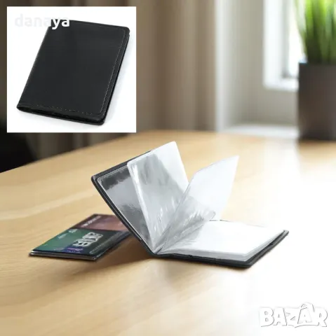 5918 Кожен визитник калъф за документи картодържач, 16 страници