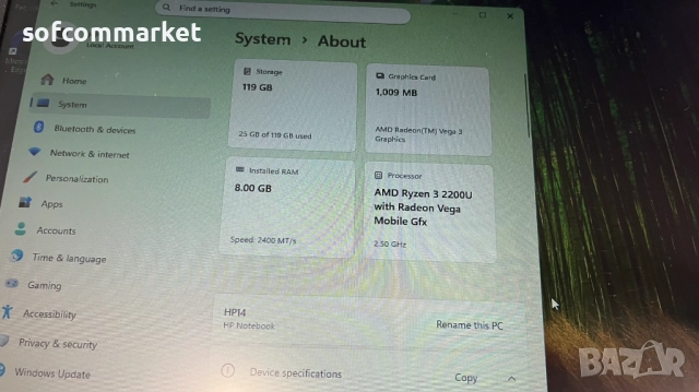 Лаптоп HP - 14" AMD Ryzen 3 |8GB RAM|128GB SSD, снимка 9 - Лаптопи за дома - 52053756