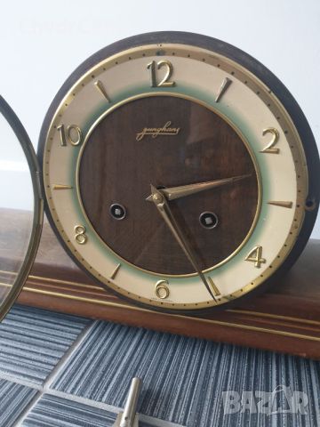  	Винтидж немски каминен часовник Junghans (механичен, дървен), снимка 5 - Антикварни и старинни предмети - 46478741