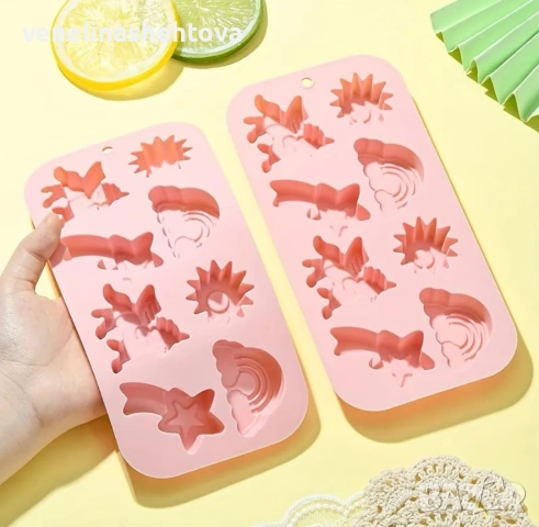 3D Дълбок силиконов молд еднорог дъга слънце фондан шоколад гипс сапун лед, снимка 2 - Форми - 53066167