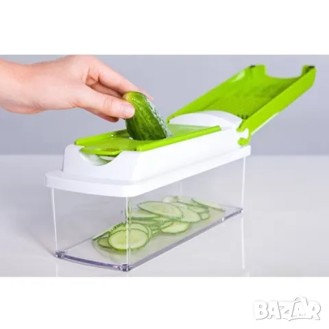 Кухненско Ренде за зеле, моркови с контейнер - Nicer Dicer Plus от 13 части, снимка 3 - Аксесоари за кухня - 47153910