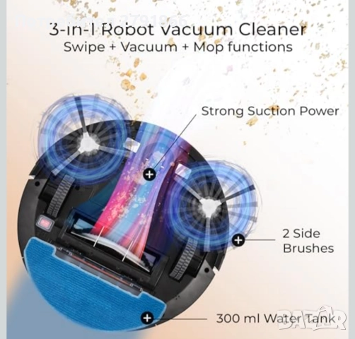 Прахосмукачка робот Venga! VG RVC 3000 лесна за употреба функция моп,6 режима,дистанционно, снимка 6 - Прахосмукачки - 52062486