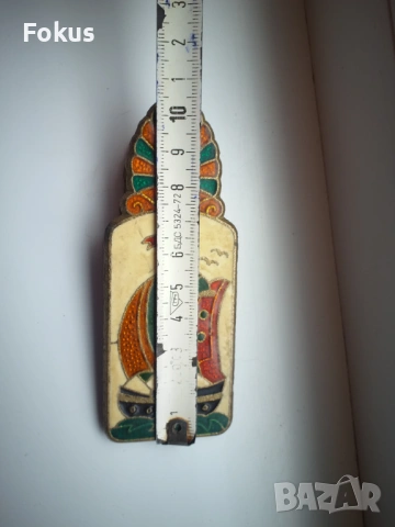 ЩИПКА ЗА ПАРИ БРОНЗ ЕМАЙЛ СОВА КОРАБ, снимка 4 - Антикварни и старинни предмети - 53499119