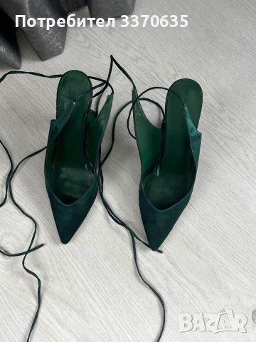 Дамски високи обувки с връзки в зелен цвят, 39 номер, снимка 3 - Дамски обувки на ток - 45567562