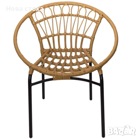 Градински комплект – маса с 2 стола, PVC ратан с черна метална рамка, снимка 3 - Градински мебели, декорация  - 54006653