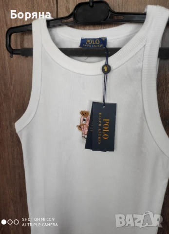 Polo Ralph Lauren нов дамски рипсен бял топ, снимка 3 - Потници - 51285018