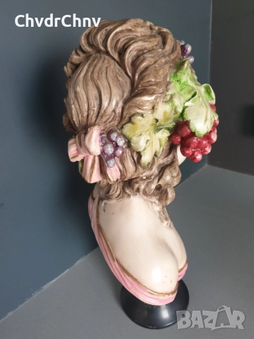 41см-8кг статуетка/стара френска скулптура от алабастър/фигура-бюст на жена, снимка 5 - Статуетки - 52446133