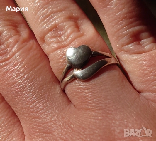 Сребърен пръстен със сърце, снимка 6 - Пръстени - 53056647