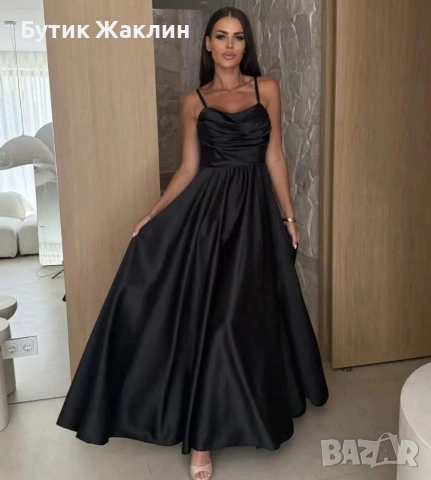 Дълги сатенени рокли , снимка 4 - Рокли - 53989665