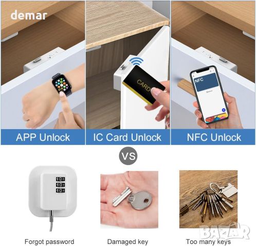 Заключване на вратата на шкафа eLinkSmart Скрита ключалка с RFID карта NFC Bluetooth ПРИЛОЖЕНИЕ, снимка 3 - Друга електроника - 45374476