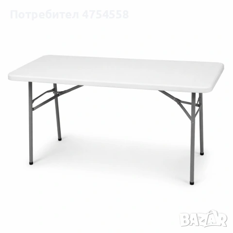 Сгъваема правоъгълна градинска маса, бяла - 181.5 × 74 × 74 см, снимка 5 - Градински мебели, декорация  - 54130061