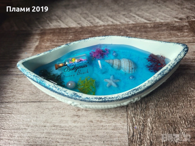 Ръчно изработена керамика с ароматна свещ със соев восък и гел восък , снимка 4 - Други - 53653305