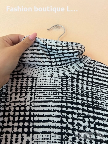 Черно Бяла блуза тип поло М размер състав памук с еластант 🖤🤍🖤🤍, снимка 3 - Блузи с дълъг ръкав и пуловери - 52000955