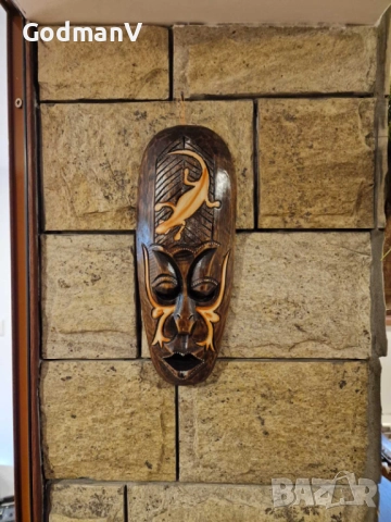 🌿 Комплект от 4 ръчно издялани дървени маски – Костенурка • Слон • Дъждовник  🌿, снимка 5 - Декорация за дома - 52638697