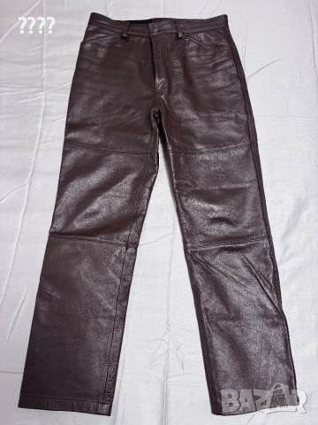Кафяв мъжки кожен панталон от естествена кожа